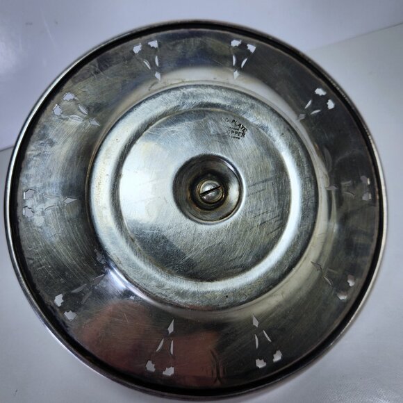 Vintage Viking Plate Handled Tray Dish Cut Out Design EP Copper 7 Inches - Picture 6 of 7